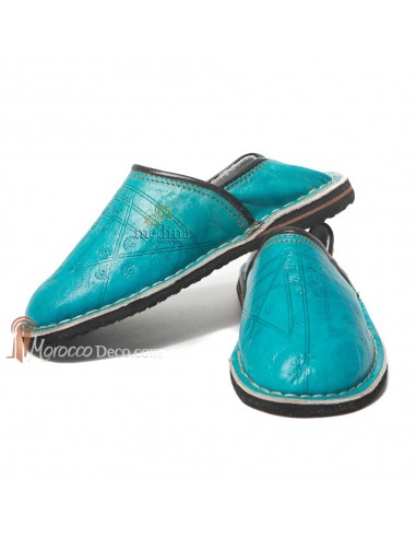Babouche Touareg enfant mixte turquoise, babouches confortables et solides, chaussons marocaines robustes
