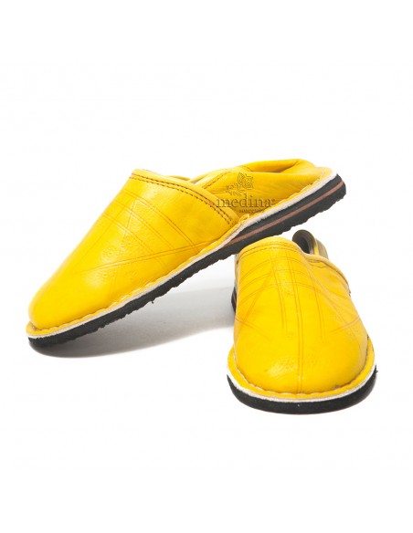 Babouche Touareg enfant mixte couleur jaune, babouches confortables et solides, chaussons robustes