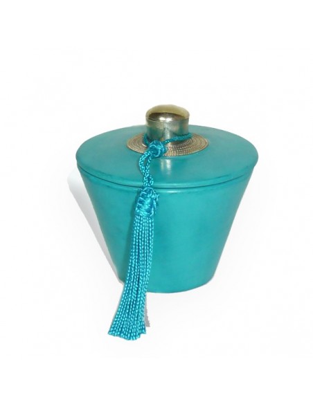 Bougie parfumée tadelakt conique turquoise