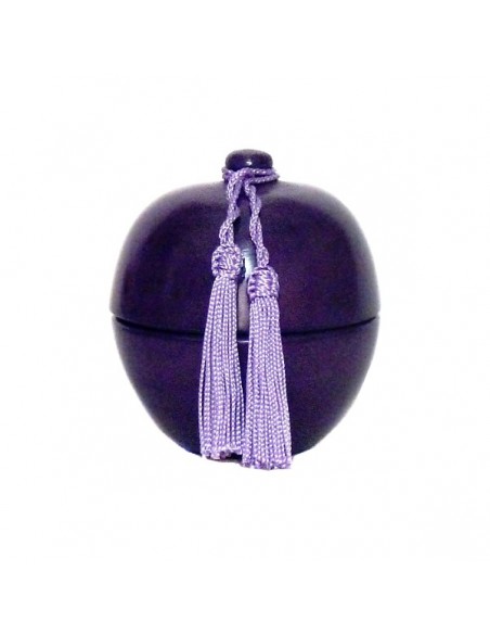 Boite boule design en tadelakt violet et son pompon de soie