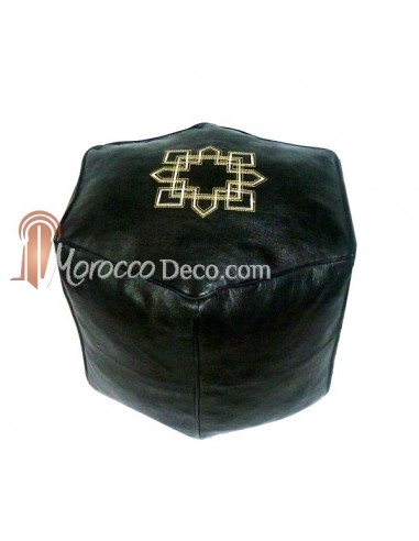 Pouf marocain hexagonale noir