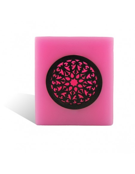 Photophore cube motif rosace en rose