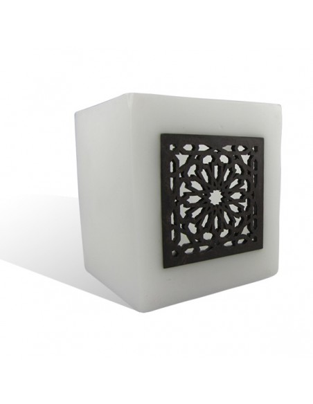 Photophore cube blanc motif carré mouchaibieh