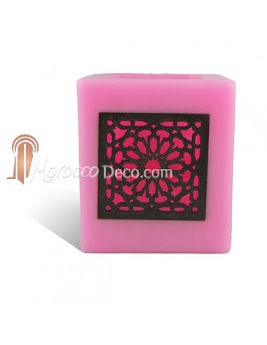 Photophore cube rose motif carré mouchaibieh