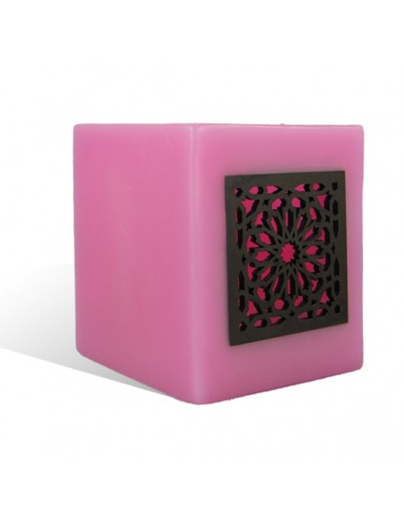 Photophore cube rose motif carré mouchaibieh